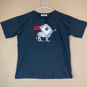 DAYDREAMER Bull Graphic T‎ Shirt XS Dark Gray "SOME" Print Cotton USA Made